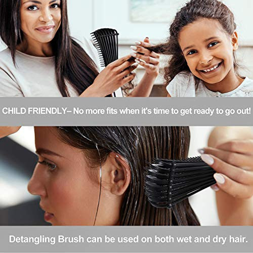 2 Pieces Detangler Brush 4c Hair Set with Rat Tail Comb for Curly Hair Detangler for Afro America Afro Textured 3a to 4c Kinky Wavy, for Wet/Dry/Long Thick Curly Hair (Black and White)