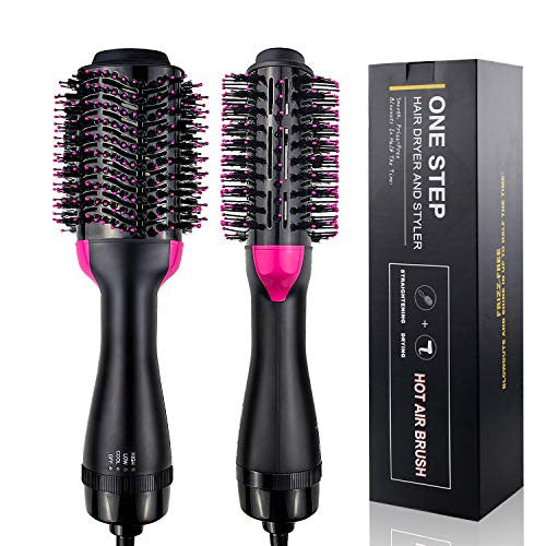 Hair Dryer Brush Professional One Step Hot Air Brush, 3 in 1 Hair Dryer & Volumizer Multi-functional Negative Ion Hair Straightener & Curly Hair Comb Anti-Scald