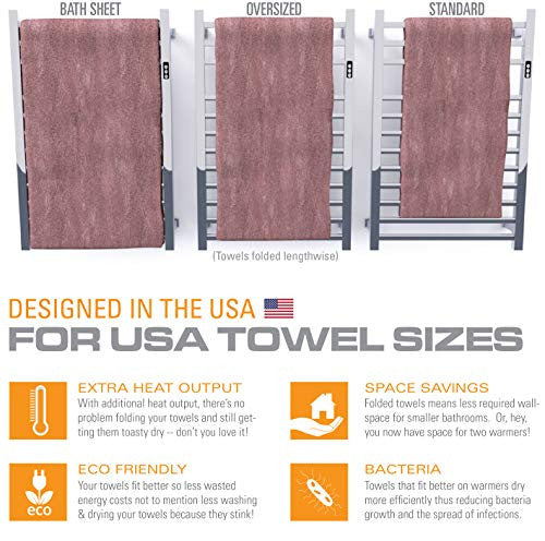 Brandon Basics Wall Mounted Electric Towel Warmer with Built-in Timer and Hardwired and Plug in Options, Stainless Steel - Polished