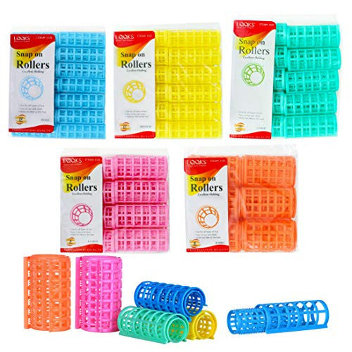 Bigoudis à clipser pour cheveux, bigoudis, vague, grande, moyenne, petite taille, qualité salon (grand – vert – 10 pièces)