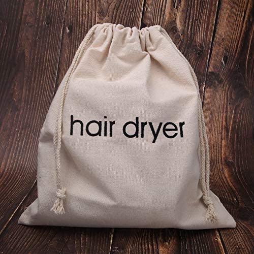 Senkary Hair Dryer Bags Drawstring Hairdryer Travel Bag Cotton Hair Dryer Storage Bag, 11.8 Inch by 13.8 Inch (Beige)