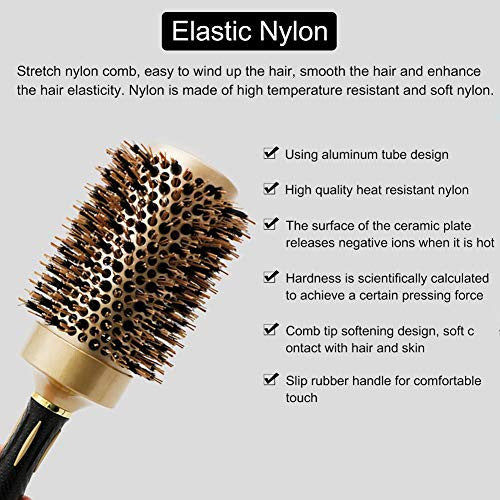 Brosse à air chaud, brosse à cheveux lissante – Brosse à cheveux ionique, peigne à cheveux rond antistatique portable, anti-brûlure, chauffage plus rapide, brosse à cheveux anionique (#04)