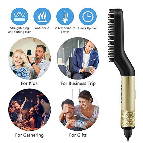 STYLEAGAL Lisseur à Barbe pour Hommes, Lisseur à Barbe Brosse Style Peigne Multifonctionnel pour le Toilettage de la Barbe et la Coiffure Mise en Forme Rapide