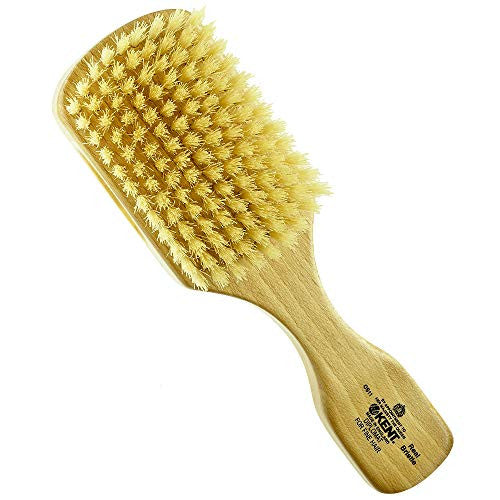 Kent OS11 Dual Timber Rectangular Club Hair Brush and Facial Brush for Beard Care - Exfoliating Natural Boar Bristle Brush for Mens Grooming, Hair Care, and Beard Straightener for Men's Skin Care