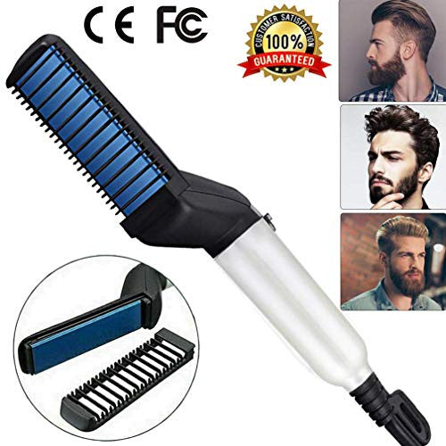 Lisseur à barbe pour hommes – Peigne à lisser la barbe conçu aux États-Unis en 2020 pour hommes – Brosse électrique ionique plus rapide à chauffage rapide, tension universelle, portable, coiffure de voyage, barbe longue