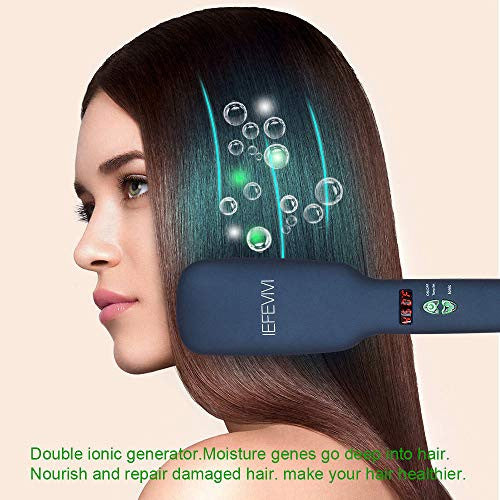 IEFEVIVI Hair Straightener Brush Lonic-2-in-1 Straightening Brush Iron with Anti-Scald Feature, Auto Temperature Lock and Auto-off Function MCH hair straightener Ceramic Technology