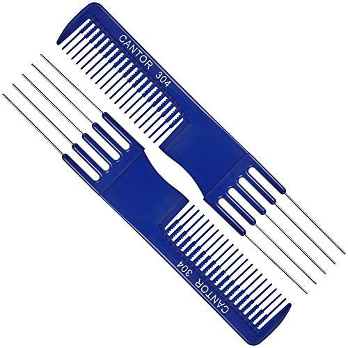 Cantor - Lot de 2 peignes et pics à cheveux en acier inoxydable - Peigne démêlant résistant aux produits chimiques et à la chaleur - Peigne antistatique pour tous les types de cheveux