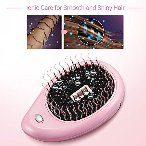 Electric Ionic Hairbrush, Luckyfine Mini Hair Brush Comb Massager, Electric Vibration Hair Scalp Massager Brush, Anti-Static Ionic Hair Brush, Perfect Hair Scalp Treatments, Detangling Hair Brush