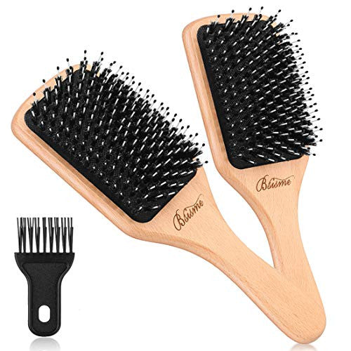 Hair Brush,Boar Bristle Hair Brushes for Women Curly Thick Long Dry Wet Hair, Best Wooden Paddle Detangler Detangling Brush for Hair Smoothing Adding Shine (2pcs)