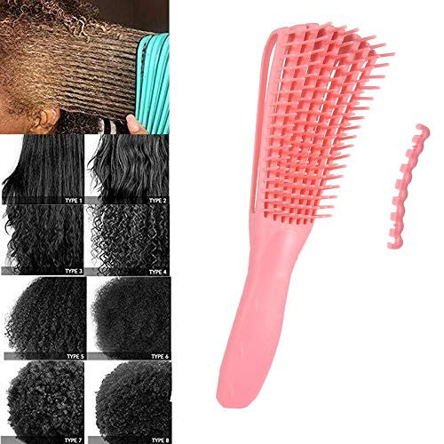 Detangling Brush for Black Natural Hair,Hair Detangler Brush for African American 3a/4b/4c Kinky Wavy,Curly,Coily,Thick Hair, Wet n Dry,Improve Hair Texture-Easy Clean (Pink with Big Handle)