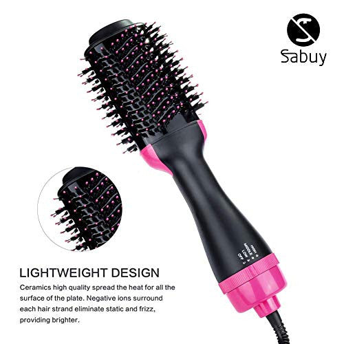 Sabuy 3 IN 1 One Step Hair Dryer & Volumizer Hot Air Brush Blow Dryer Brush Ceramic Negative Ion Electric Combo Hair Straightener & Curly Hair Comb