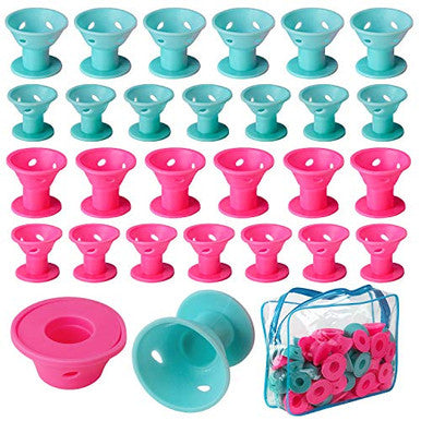 LUTER 80 Pieces Silicone Hair Curlers Magic Hair Rollers for DIY Styling Tools Include 40pcs Large Silicone Curlers and 40pcs Small Silicone Curlers (Blue & Pink)