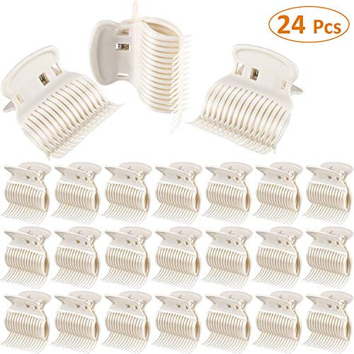 Pinces à rouleaux chauds pour bigoudis, pinces à griffes, bigoudis en plastique pour bigoudis petits, moyens, grands et Jumbo (24 paquets, Style C)