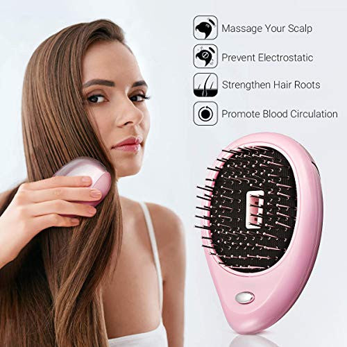 Electric Ionic Hairbrush, Luckyfine Mini Hair Brush Comb Massager, Electric Vibration Hair Scalp Massager Brush, Anti-Static Ionic Hair Brush, Perfect Hair Scalp Treatments, Detangling Hair Brush