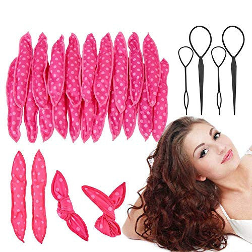 20 Pcs Sleep Styler Foam Hair Rollers, Soft Pillows Sponge Perm Rods for Natural Hair Curlers, Heatless Waves Flexible Mini Travel Size Hair Curling Sleeping Styler Hair Styling Tools for Women, Kids