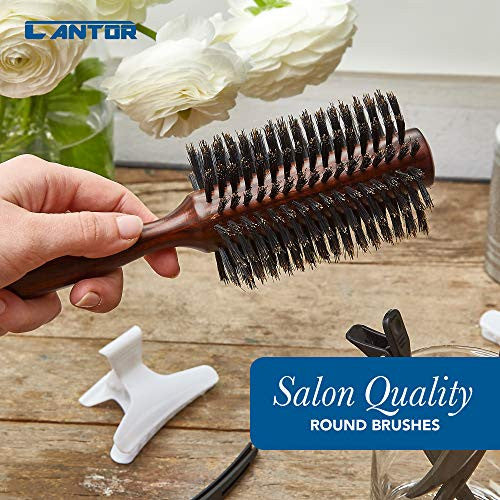Cantor Brosse ronde moyenne pour brushing – Poils de sanglier, corps en céramique thermique, brosse à cheveux professionnelle antistatique pour coiffage et brushing – 6,3 cm, 14 rangées, pour cheveux moyens à longs – Par Cantor
