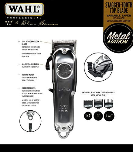 Wahl Professional 5-Star Cordless Magic Clip Metal Edition #8509 - Great  for Barbers & Stylists