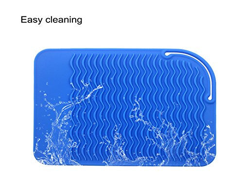 Heat Resistant Silicone Mat for Curling Iron Hair Straightener Flat Iron and Hot Styling Tool 9" x 6.5", Blue