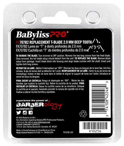 BaBylissPRO Barberology Deep Tooth Graphite Replacement Blade for Outlining Hair Trimmers (FX707B2), Black