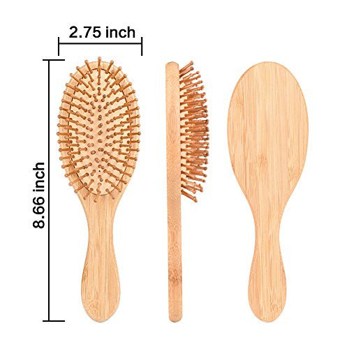 Hair Brush - ELVASEN 2 Pack Natural Wood Paddle Brush Detangling Scalp Bamboo Massage Hair Comb - Organic Wooden Bristle Cushion Hairbrush for Thick Curl Hair