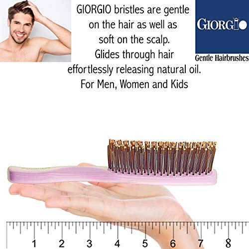 Giorgio GIO1P Gentle Dresser Size Detangle Brush - Wet Hair Brush & Hair Massager for Hair Growth - Pro Detangling Brush for Sensitive Scalps - Anti Static Ionic Hair Brush (7.75", Pink)