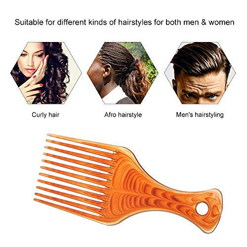 Peigne à cheveux Afro, fourchette à cheveux lisses, peigne léger en plastique ambre démêlant, outil de coiffure africain pour hommes et femmes