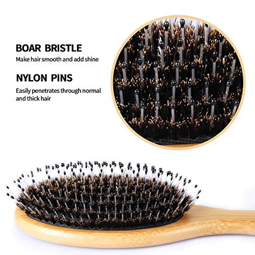 Ensemble de brosses à cheveux BOMEIYI, brosses à cheveux démêlantes en nylon, brosse à cheveux en bois de bambou pour femmes, hommes et enfants pour cheveux bouclés, brosse lissante pour cheveux fins et brillants