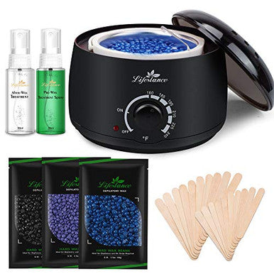 Lifestance Wax Warmer Hair Removal Kit with 3 Bags Hard Wax Beans