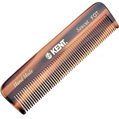 Kent A FOT All Fine Tooth Handmade Pocket Comb for Men, Hair Comb Straightener for Everyday Grooming Styling Hair, Beard and Mustache, Use Dry or with Balms, Saw Cut and Hand Polished, Made in England