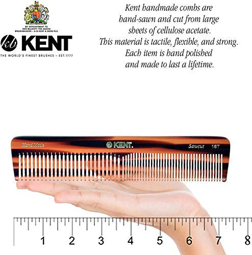 Peigne de coiffeuse Kent 16T à double dents, peigne de coiffure à dents fines et larges pour cheveux, barbe et moustache, peigne de toilettage pour cheveux grossiers et fins pour hommes, femmes et enfants. Fait en angleterre