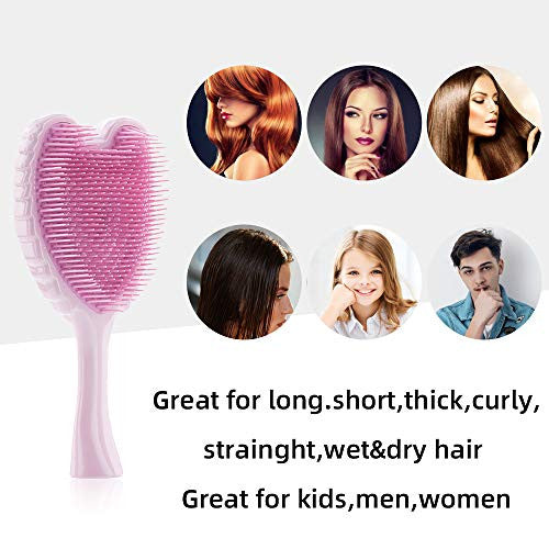 Tangle Angel Cute Hair Brush for Thick Curly Thin Long Short Wet or Dry Hair,Detangler Brush, Detangling Massage Brush for Adults & Kids Hair(187mm, Gloss pink)