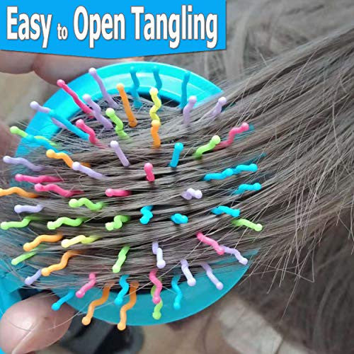 Mini Travel Makeup Hair Brushes Folding Hair Brush Gifts for Women Pocket Wet Magic Round Hair Comb Mirror (Pink)