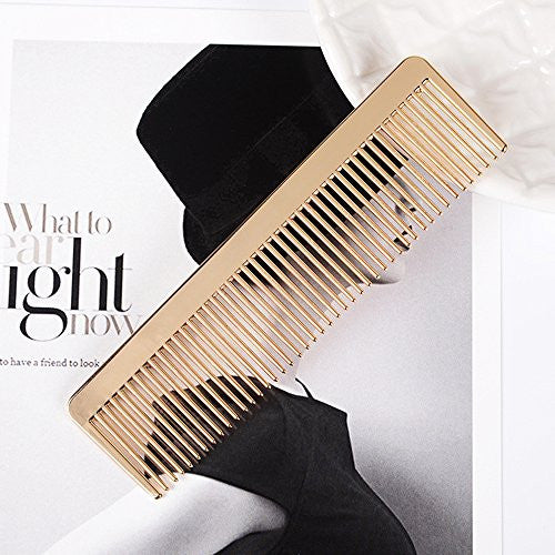 Grtdrm Portable Metal Comb, Minimalist Pocket Golden Hair Comb for Women Men Unisex