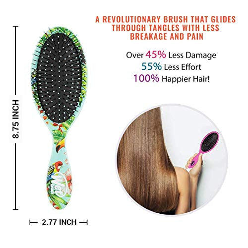 Wet Brush Original Detangler Tropics Print Hair Brush with Soft IntelliFlex Bristles, (Birds of Paradise Print)