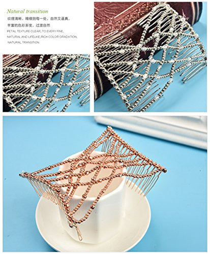 LOVEF 2pcs Fashion Magic Beaded Elasticity Double Hair Comb Clip Stretchy Women Hair Accessories