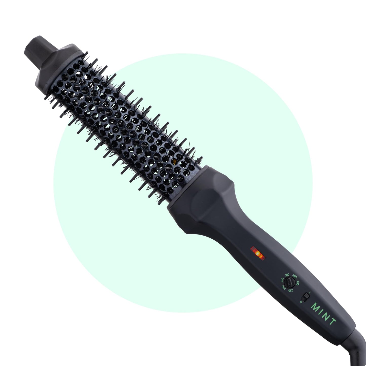 MINT Extra-Long 1 1/3 Inch Thermal Brush for Effortless Curls, Volume & Waves | 230-430°F 2-Heater Ceramic Curling Iron Brush Creates Long-Lasting Styles | Heated Round Brush Styler with Dual Voltage | NOT A BLOW DRYER