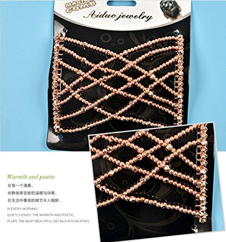 LOVEF 2pcs Fashion Magic Beaded Elasticity Double Hair Comb Clip Stretchy Women Hair Accessories