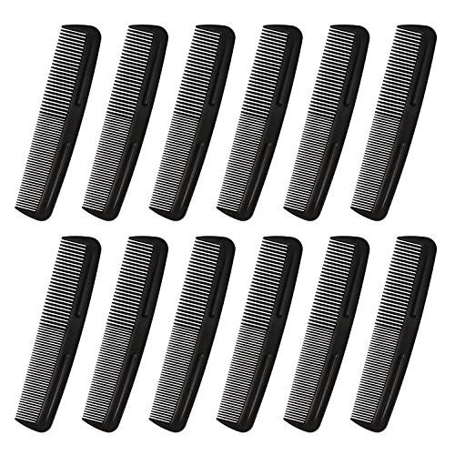 Cubaco 5 inch Hair Comb Pocket Size Comb Perfect for Travelling, Black (12 Pack)
