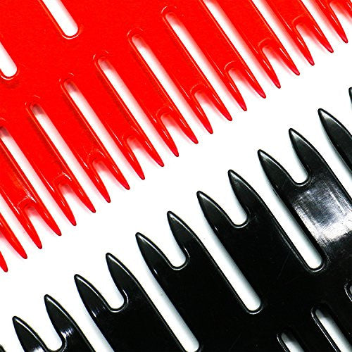 Pomeat 2 Pcs Professional 3-Way Hair Combs Weaving & Sectioning Foiling Comb for Hair Black+Red