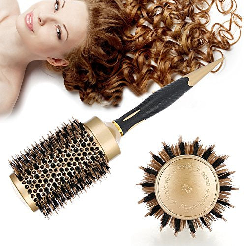 Brosse à air chaud, brosse à cheveux lissante – Brosse à cheveux ionique, peigne à cheveux rond antistatique portable, anti-brûlure, chauffage plus rapide, brosse à cheveux anionique (#04)