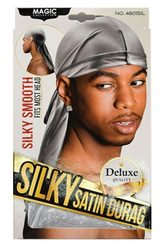 Magic Collection 4801SIL Silky Satin Durag-Silver -dz