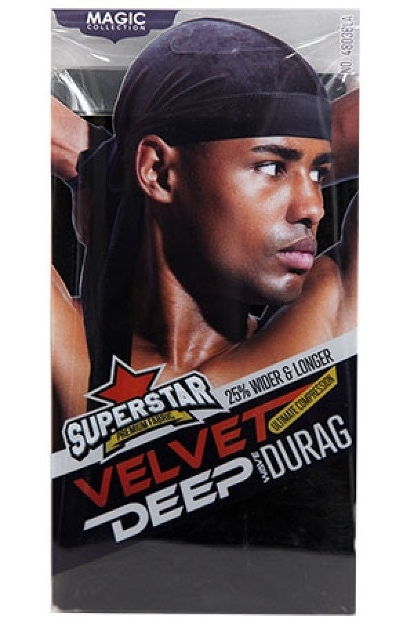 Magic Collection 4803 Velvet DuRag BLACK-dz *(6pcs)