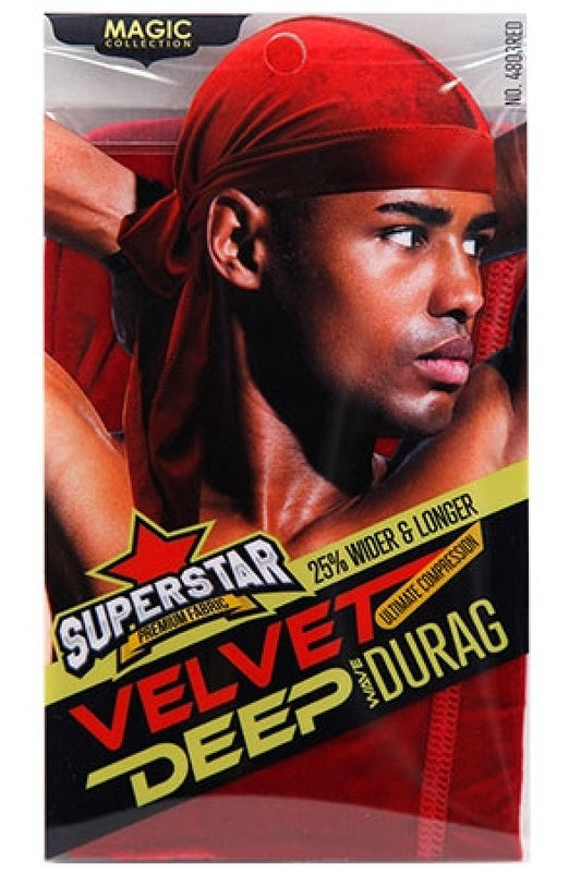 Magic Collection 4803 Velvet DuRag RED-dz *(6pcs)