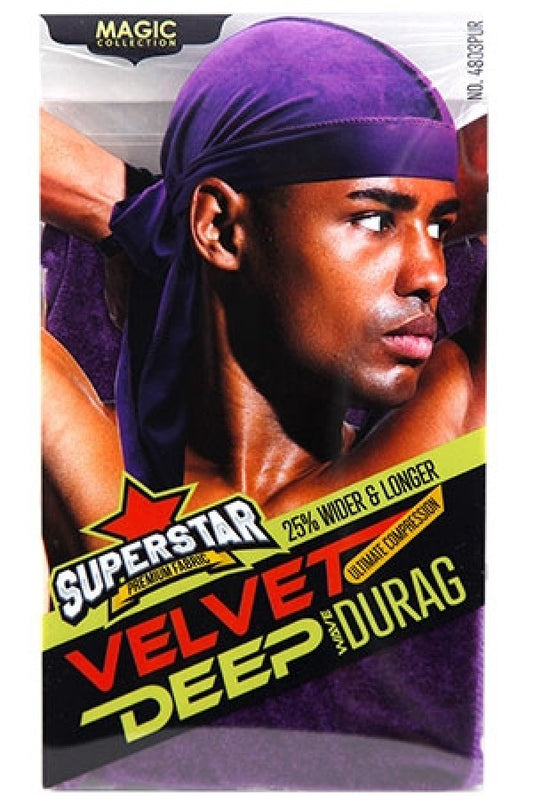 Magic Collection 4803 Velvet DuRag PURPLE-dz *(6pcs)