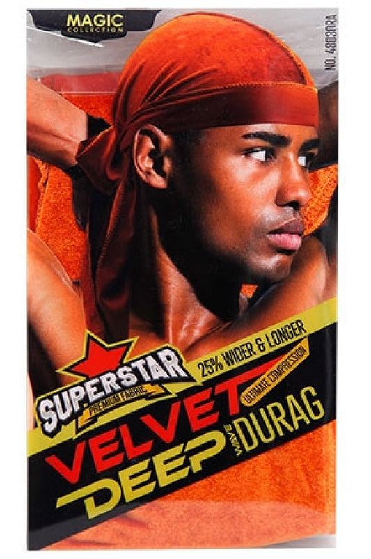 Magic Collection 4803 Velvet DuRag ORANGE-dz *(6pcs)