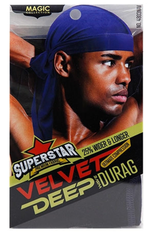 Magic Collection 4803 Velvet DuRag NAVY-dz *(6pcs)