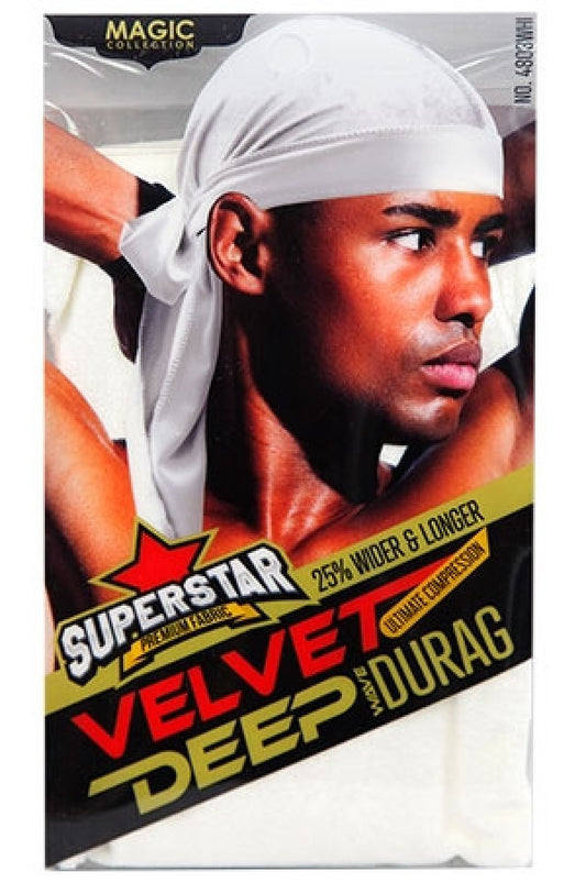 Magic Collection 4803 Velvet DuRag WHITE-dz