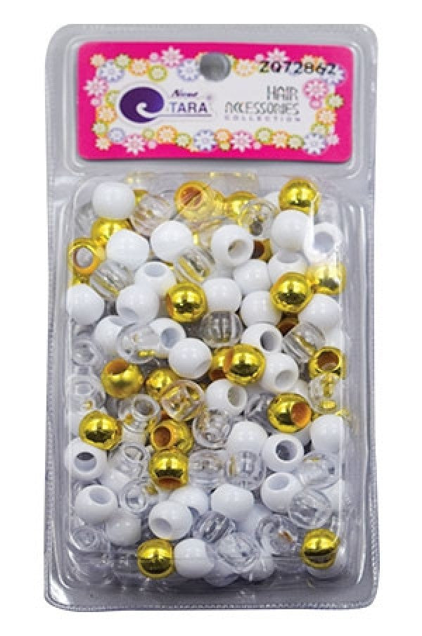 Tara Bead (L) 72862 Gold/White/Clear Large Pack -pc