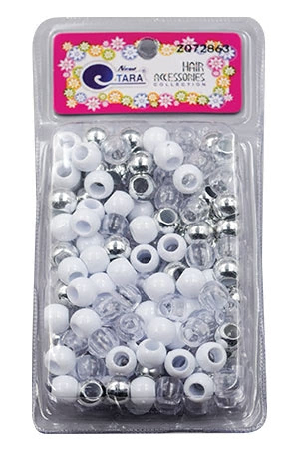 Tara Bead (L) 72863 Silver/White/Clear Large Pack -pc