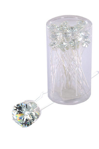 Stone Hair Pin (20/jar) 6737 Silver (Round)  - jar